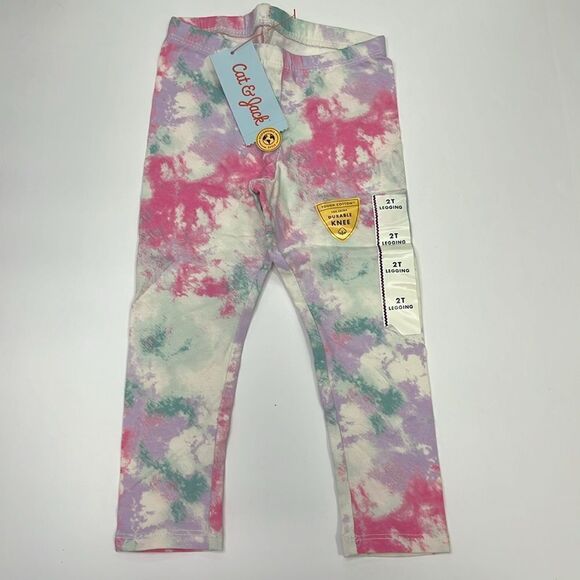 Cat & Jack Kids Girls Tie Dye Durable Knee Printed Leggings Size 2T - Picture 2 of 4